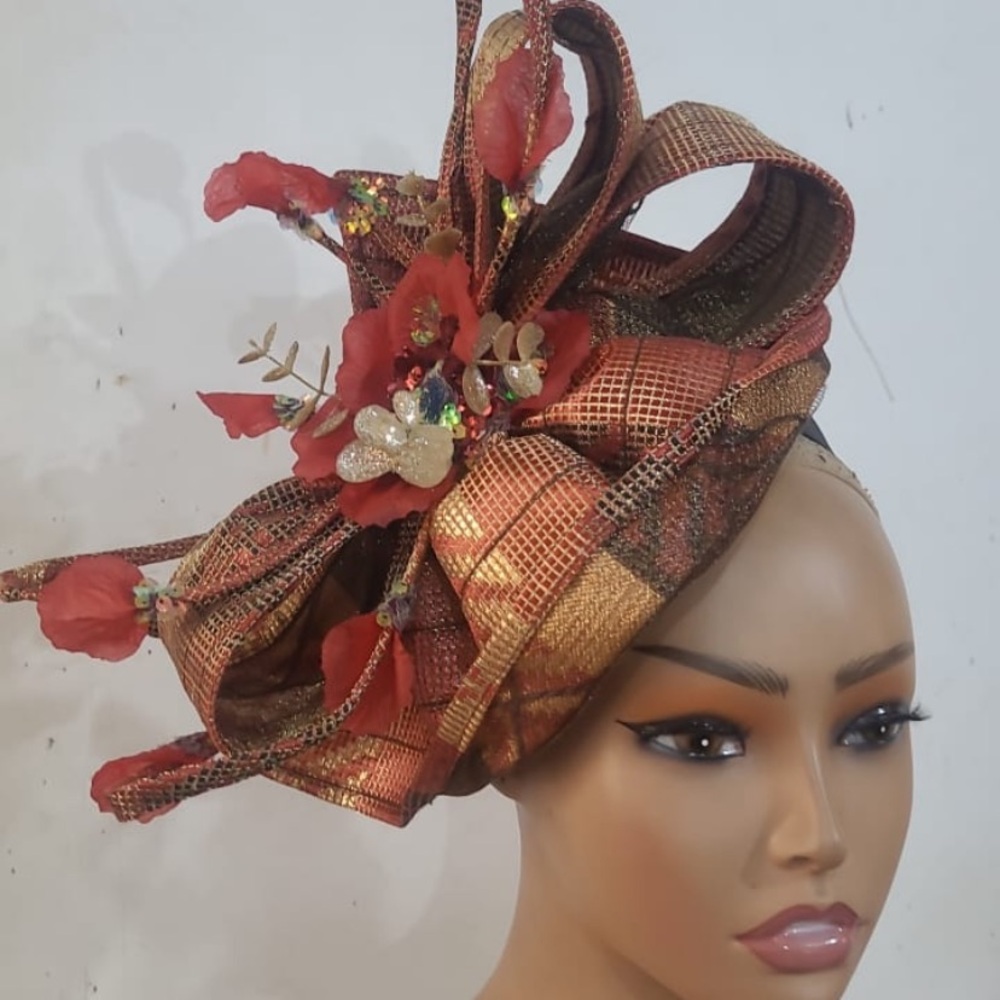 Elegant Red And Gold Fascinator - image 1